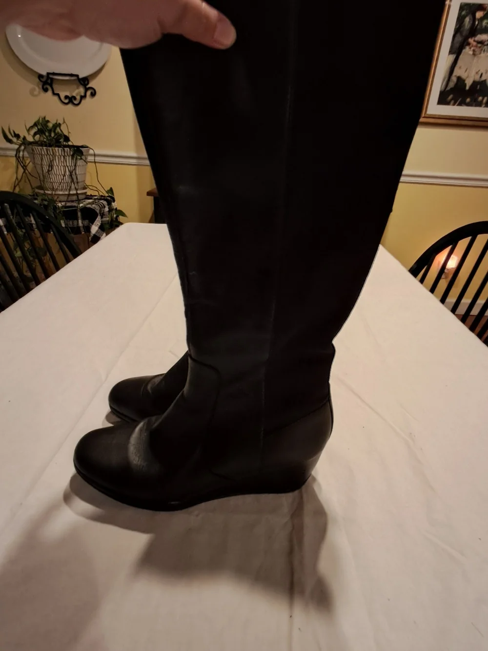 Clarks Women's Black Knee-High Wedge Boots Size 8M